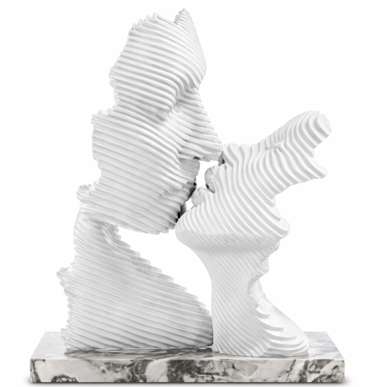 Scultura da tavolo bacio stilizzato marmo bianco soprammobile bongelli preziosi