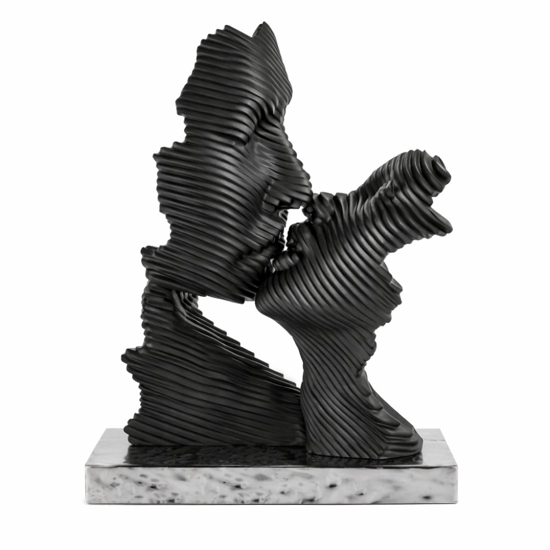 Soprammobile bongelli preziosi scultura bacio stilizzato nero argento