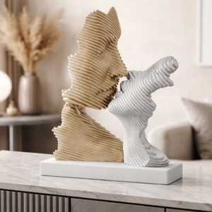 Scultura soprammobile bacio stilizzato bianco nocciola bongelli preziosi