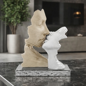 Bongelli preziosi scultura bacio stilizzato bianco nocciola argento
