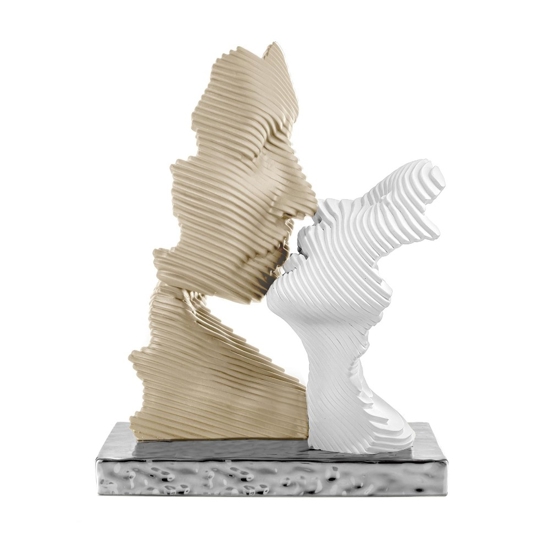 Bongelli preziosi scultura bacio stilizzato bianco nocciola argento