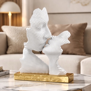 Scultura da tavolo bacio stilizzato oro moderna bongelli preziosi