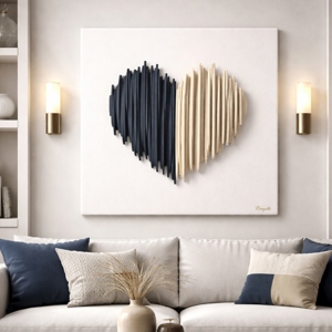 Quadro moderno cuore stilizzato 50x50 design bongelli preziosi