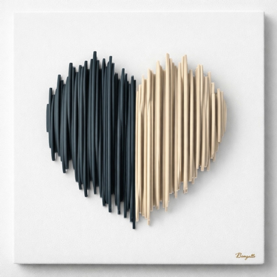 Quadro moderno cuore stilizzato 50x50 design bongelli preziosi