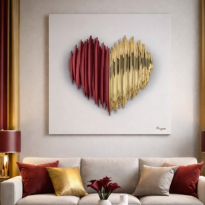 Quadro moderno cuore stilizzato 50x50 marmorino 3d bongelli preziosi
