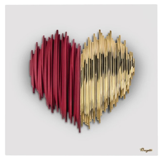 Quadro moderno cuore stilizzato 50x50 marmorino 3d bongelli preziosi