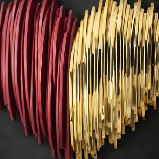 Quadro moderno cuore stilizzato 50x50 bero rosso oro bongelli preziosi