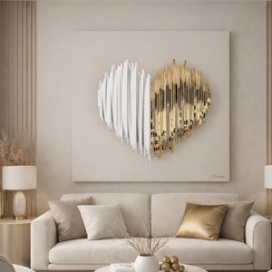 Quadro 3d cuore stilizzato moderno 50x50 bongelli preziosi