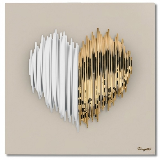 Quadro 3d cuore stilizzato moderno 50x50 bongelli preziosi