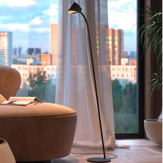 Lampada da terra design moderno nero led 3000k orientabile