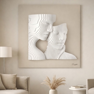 Quadro scultura moderna 50x50 coppia stilizzata nocciola bongelli preziosi