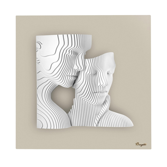 Quadro scultura moderna 50x50 coppia stilizzata nocciola bongelli preziosi
