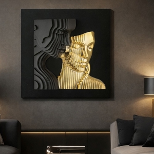 Quadro scultura coppia stilizzata oro nero 50x50 moderno bongelli preziosi