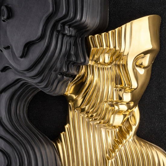 Quadro scultura coppia stilizzata oro nero 50x50 moderno bongelli preziosi