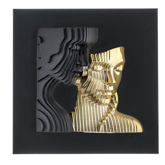 Quadro scultura coppia stilizzata oro nero 50x50 moderno bongelli preziosi