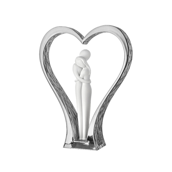 Scultura design moderna coppia cuore argento bongelli preziosi