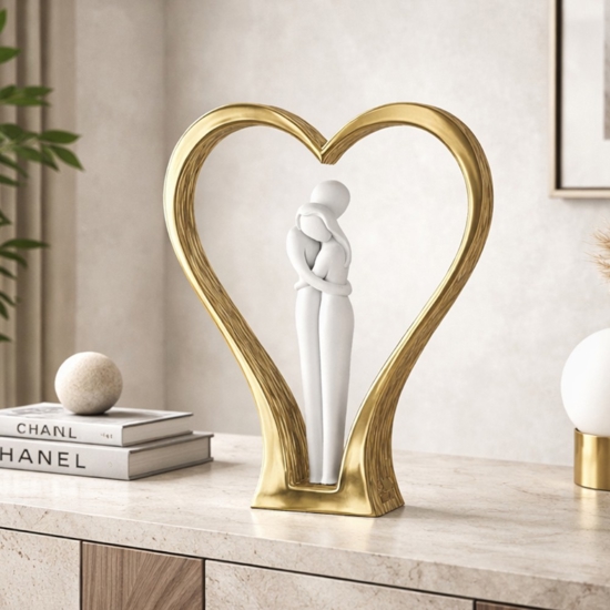 Scultura soprammobile moderno cuore oro bongelli preziosi