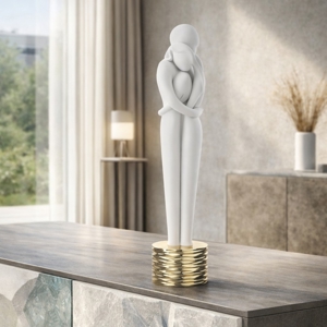 Scultura cuore innamorati moderna oro soprammobile bongelli preziosi