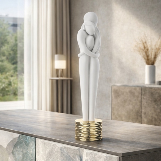 Scultura cuore innamorati moderna oro soprammobile bongelli preziosi