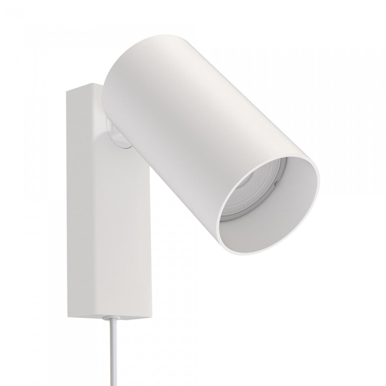 Applique bianco luce orientabile con spina e interruttore per comodino