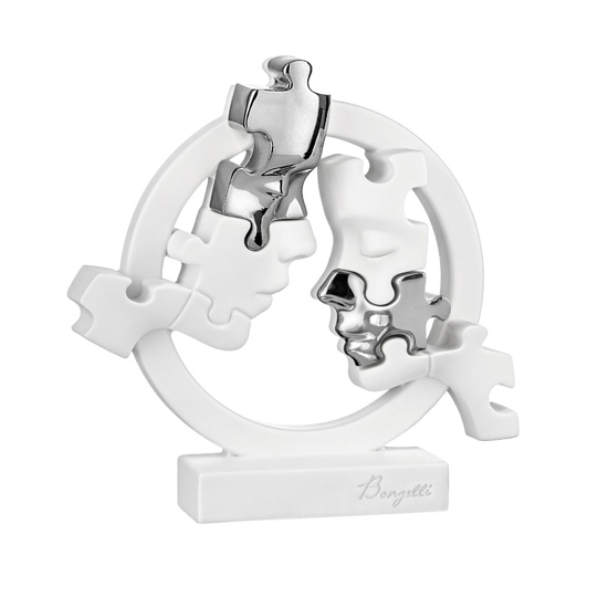 Soprammobile scultura volti puzzle argento bongelli preziosi