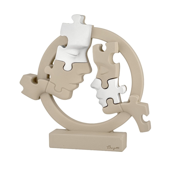 Scultura volti puzzle artistica nocciola bianco bongelli preziosi