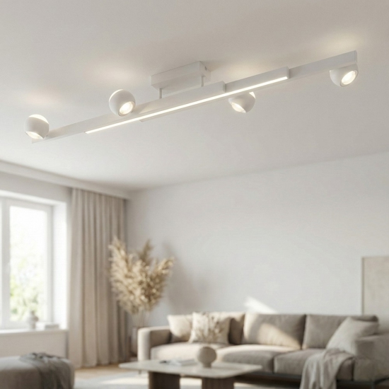 Plafoniera bianca allungabile sfere orientabili led 2700k-65000k con telecomando
