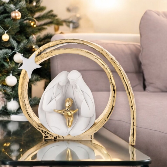 Statuina presepe di natale moderno natività oro h30 bongelli preziosi