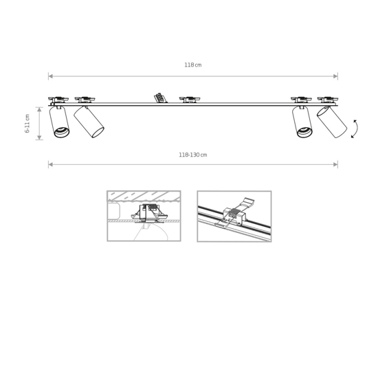 Plafoniera per cucina da incasso con faretti orientabili