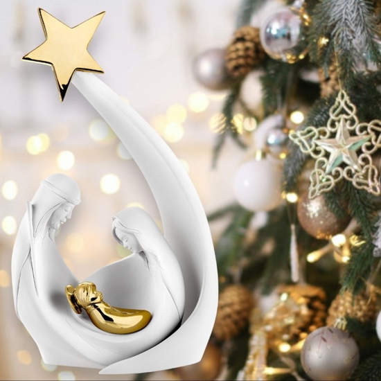 Presepe statuina di natale moderna h17 bianco oro bongelli preziosi
