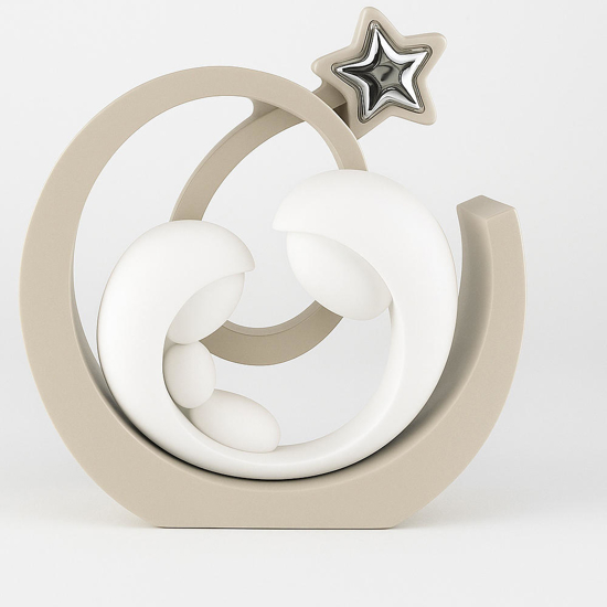 Bongelli prezione statuina presepe natalizio gesso bianco e nocciola stella argentata