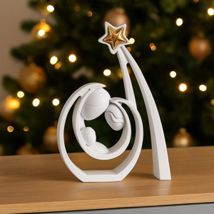 Bongelli preziosi presepe stilizzato moderno gesso bianco stella dorata