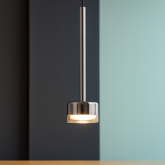 Lampada a sospensione nera vetro bronzo moderna
