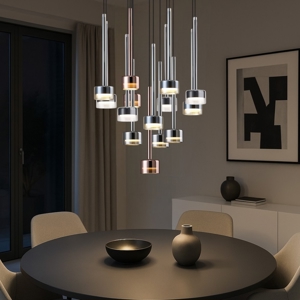 Lampadario per soggiorno nero a cascata vetri multicolor