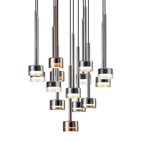 Lampadario per soggiorno nero a cascata vetri multicolor