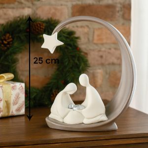 Scultura presepe moderno natività con stella cometa tortora h25 cm bongelli preziosi