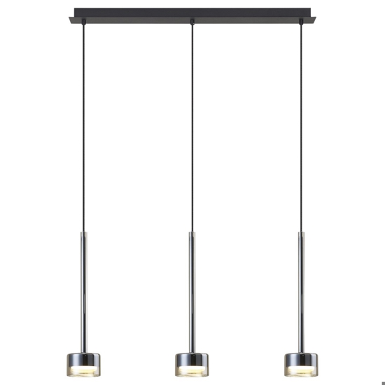 Lampadario nero 3 luci vetri bronzo moderno