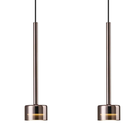 Lampadario per cucina moderna 3 luci vetri rame