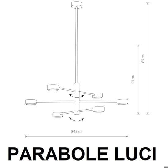 Lampadario per soggiorno moderno nero luci girevoli