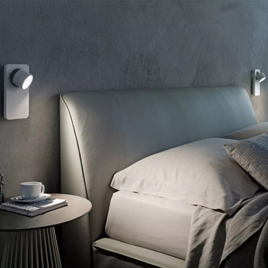 Applique linea light beebo w bianco led 5w 3000k per camera da letto con interruttore
