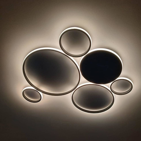 Plafoniera led moderna 68w 3000k ondaluce pl pois silver gr