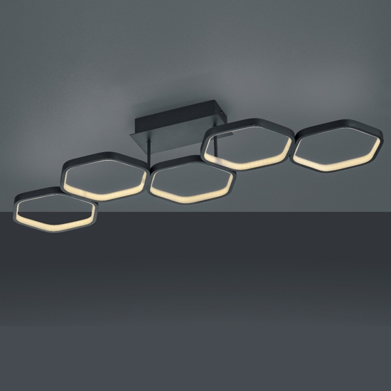 Plafoniera led 24w 3000k esagoni antracite design moderna