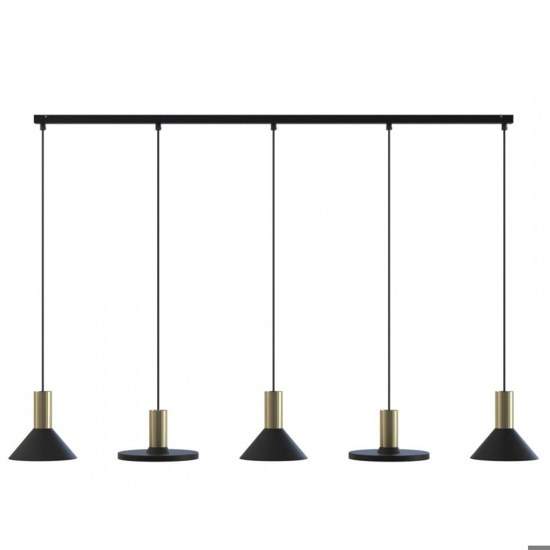 Lampadario nero oro con pendenti per tavolo in soggiorno