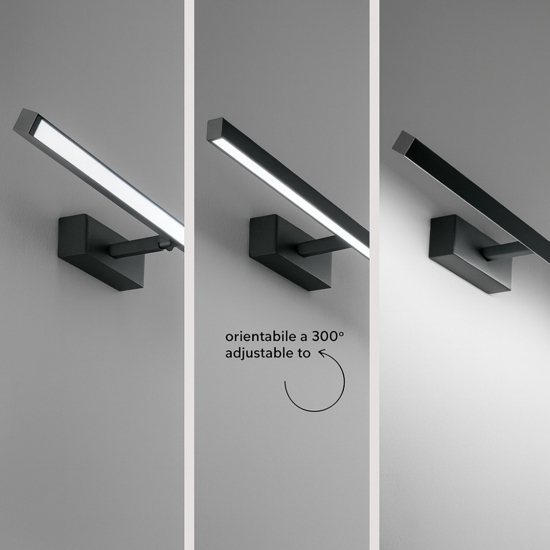 Applique 77cm orientabile cromo per specchio da bagno riga perenz
