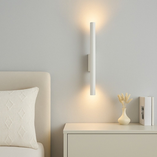 Applique da comodino camera da letto cilindro bianco