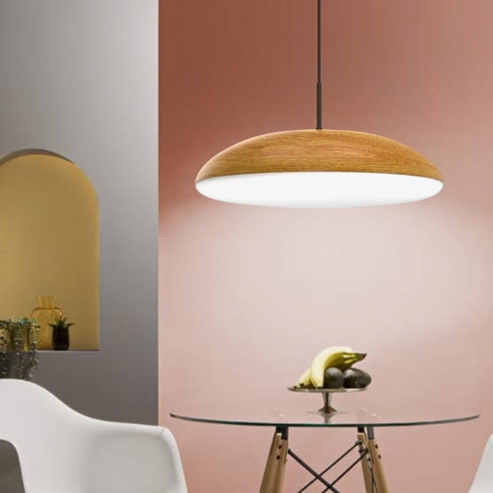 Lampadario da cucina moderna effetto legno