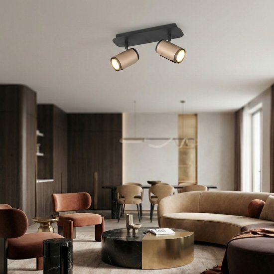 Lampada da soffitto nero caffe plafoniera con luci orientabili