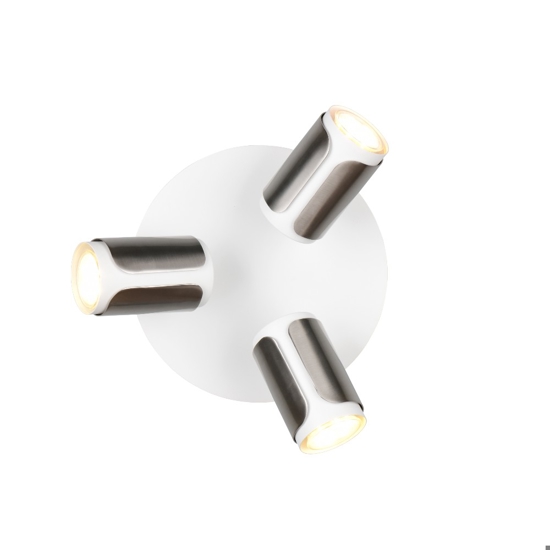 Plafoniera tonda con luci spot orientabili bianco nickel