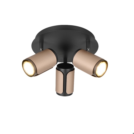 Plafoniera da soffitto con 3 spot orientabili nero caffe