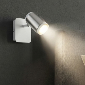 Applique da comodino con interruttore spot orientabile bianco nickel
